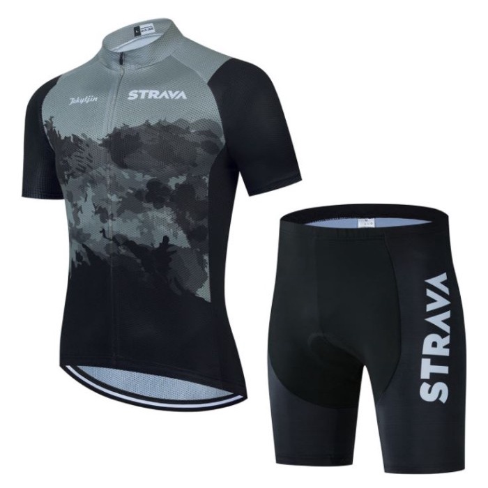 Baju Jersey Set Sepeda STRAVA Celana Padding Bahan Premium II