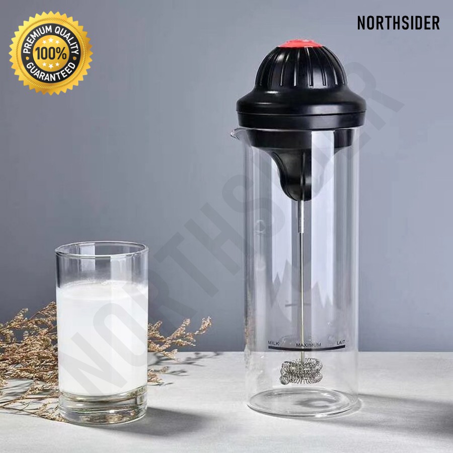 MILK FROTHER WIRELESS WITH GLASS JUG PEMBUIH SUSU DOUBLE SPRING WHISK