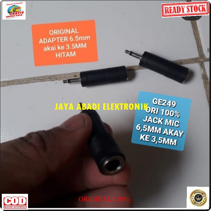G246 ORIGINAL JACK 3,5M COWO JEK AKAY 6,5MM CEWEC MIC ADAPTER MIK KONEKTOR MIKROPHONE SAMBUNGAN SPLITTER AUDIO SOUND EXTENSION PENYAMBUNG SUARA HEADSET HEADPHONE CONVERTER MALE CANON AUX DVD AMPLI STREO ORIGINAL MALE FEMALE HARGA SATUAN