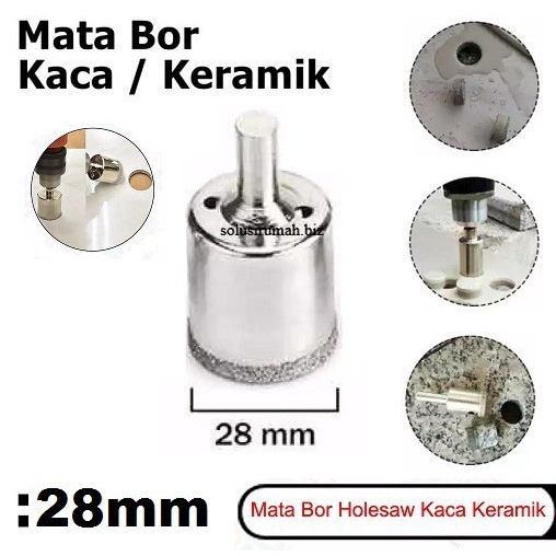 Mata Bor Berlian Kaca Keramik Tile 28mm Holesaw Diamond Glass Hole Saw