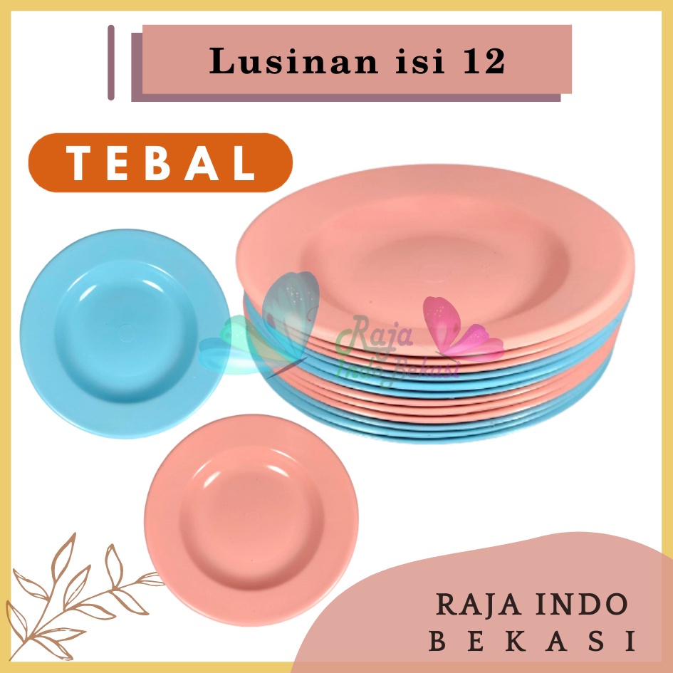 Lusinan Tebal Piring Plastik 8 Inch Warna Putih Pink Biru Pastel - Piring Kecil Besar Set Makan Plastik Acara Pesta Melamin Rotan Murah - Piring Plastik Lusinan Isi 12