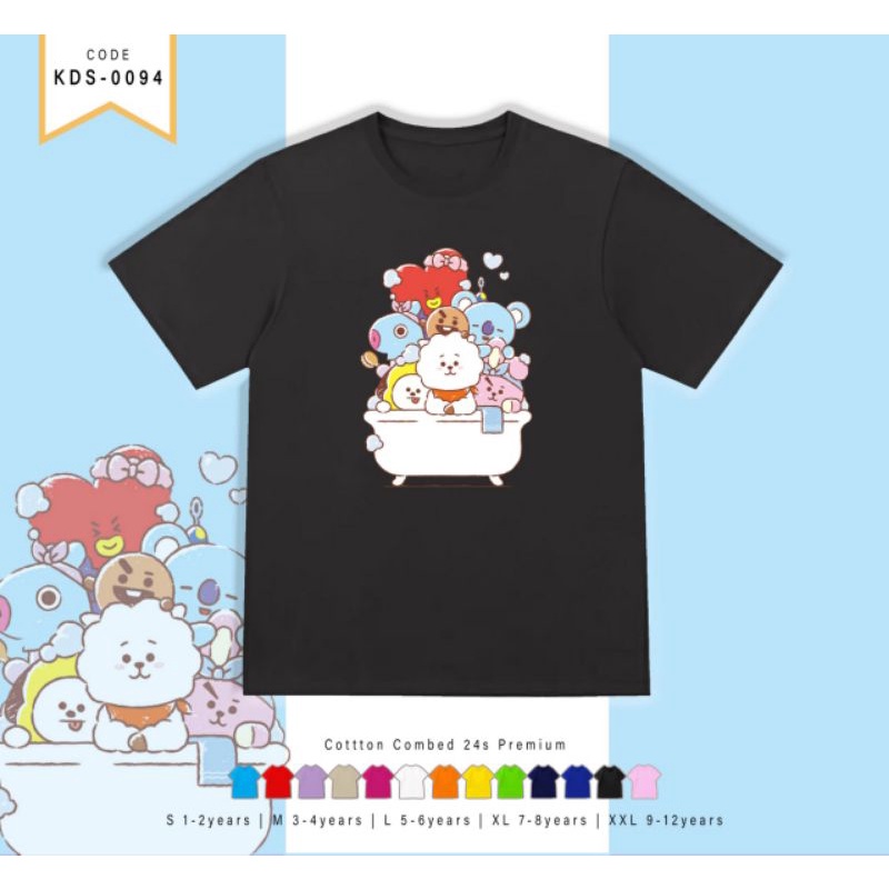 KAOS ANAK-ANAK BT21 GRUP SHOWER CEWEK COWOK