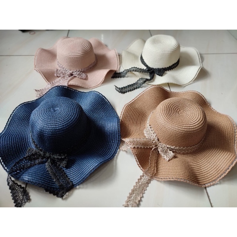TOPI PANTAI WANITA PITA RENDA GLITER TOPI PANTAI WANITA IMPORT