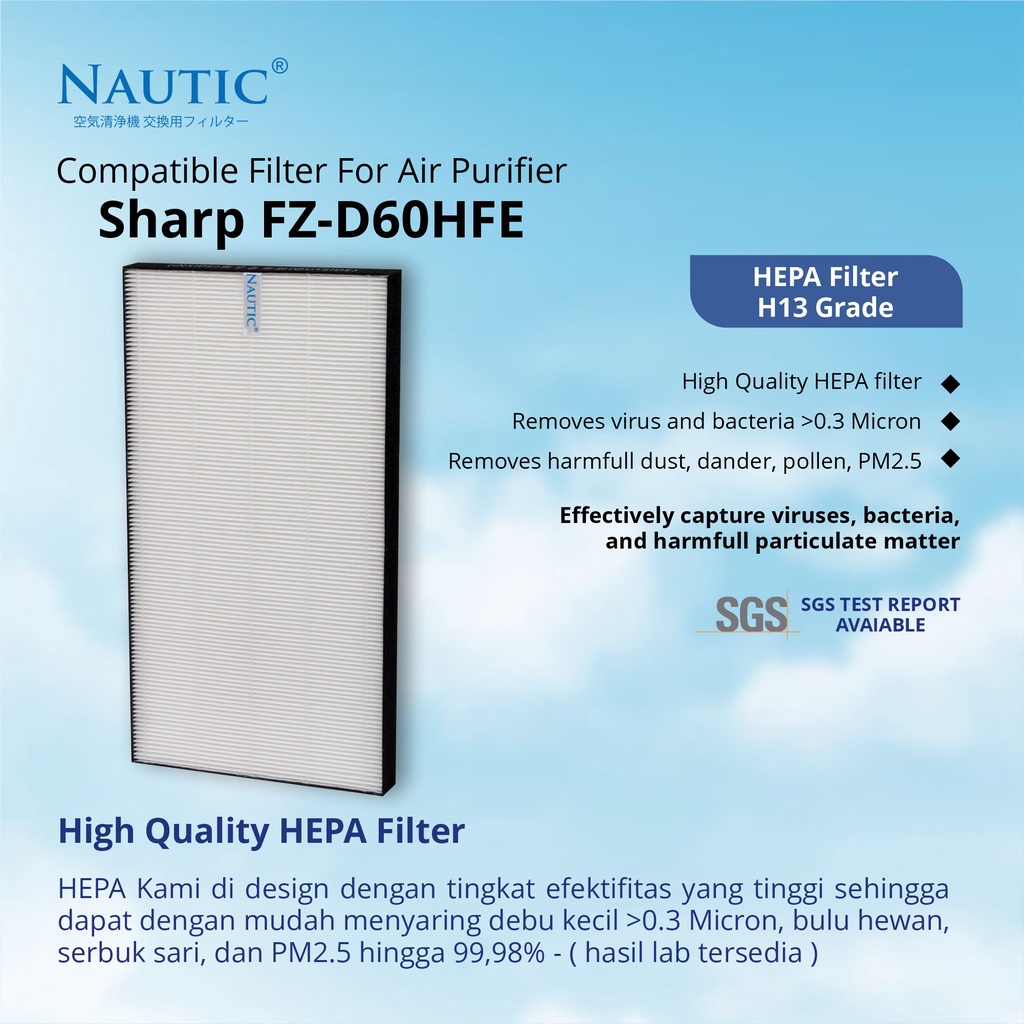 Filter Air Purifier Sharp KC-D60 KC-D60E KC-G60E KCD70 FZ-D60HFE FZ-D60DFE Hepa Filter Sharp KC-G60Y KC-G60 KC-D70 KC-E70