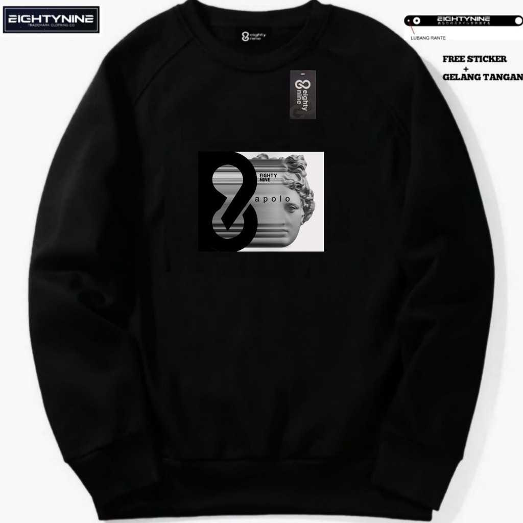 Jaket Sweater Crewneck EIGHTYNINE SERIES – Black Edition Fashion Trendy Casual Pria Good Brand Quali