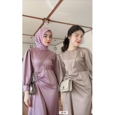 CLARA Dress | Gamis Muslimah | Gamis Satin | Gamis Maxmara Silk | Gamis Kondangan | Dress Pesta | Dr