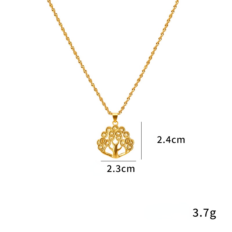 Liontin Model Open Screen Desain Pohon Merak Bahan Emas plated 24K Gaya Retro Untuk Wanita