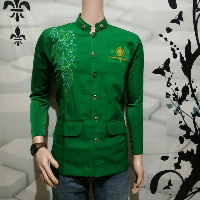 BAJU PRIA JAS KOKO BORDIR "NU" | TREND FASHION MUSLIM bahan TWIST