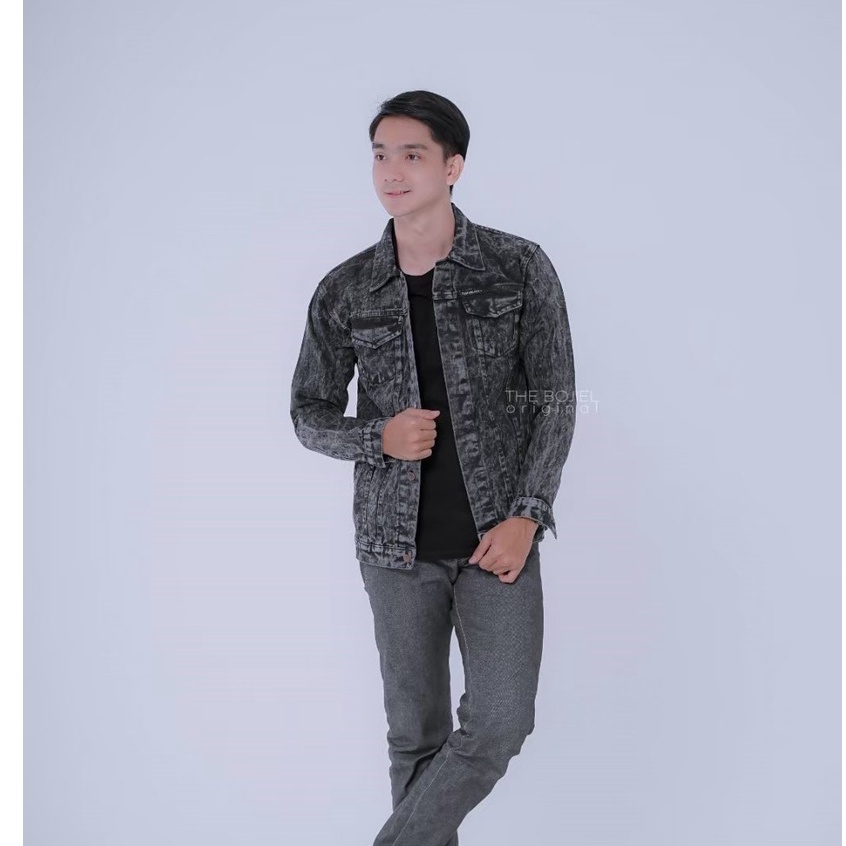 Jaket Jeans sandwash pria dewasa m l xl Jaket Pria Original Jaket sandwash Polos Tebal Kualitas Premium Pria Jaket Cowok