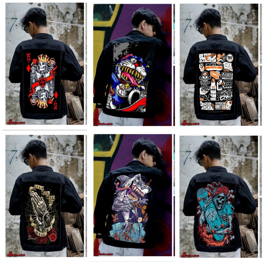 bayar ditempat/ jaket jeans pria terbaru 2022 / jaket pria denim jeans bergambar belakang grafity/ jaket pria printing/ jaket jeans pria bergambar terbaru/ jaket pria keren