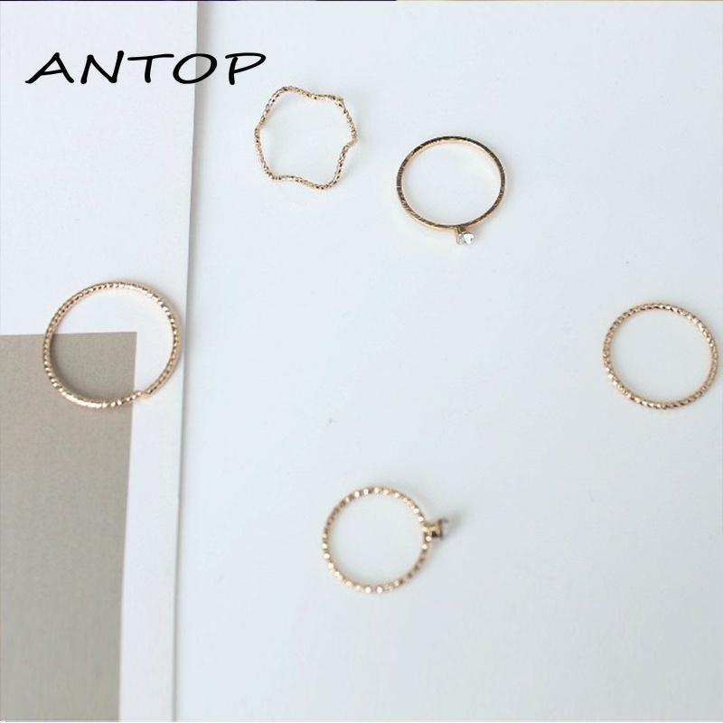 5Pcs / Set Cincin Fashion Pesona Wanita Aksesoris Mode ANTOP