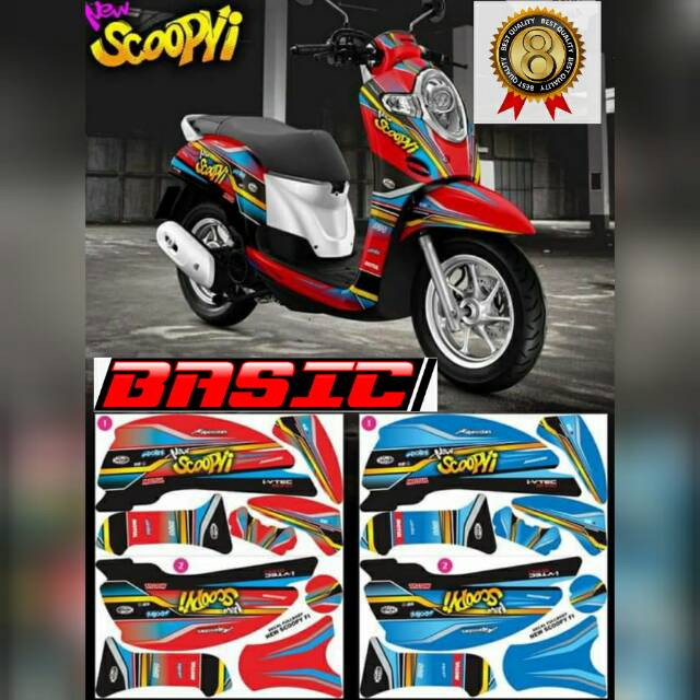 stiker decal new scoopyi fi merah sama biru