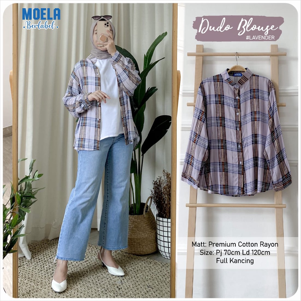 DUDO blouse ld 120cm by ORI MOELA atasa wanita MUSLIM kotak kotak busui fashion kuliah premium rayon