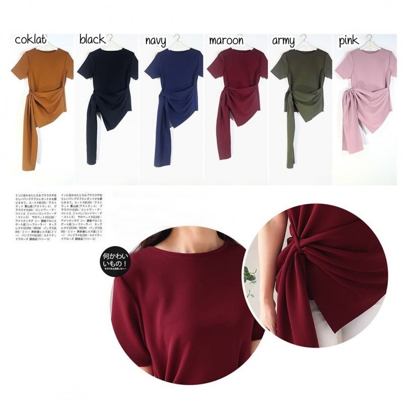 [baju wanita korea]  Baju Atasan Wanita Blouse Korea Import Hitam Pink Merah Army