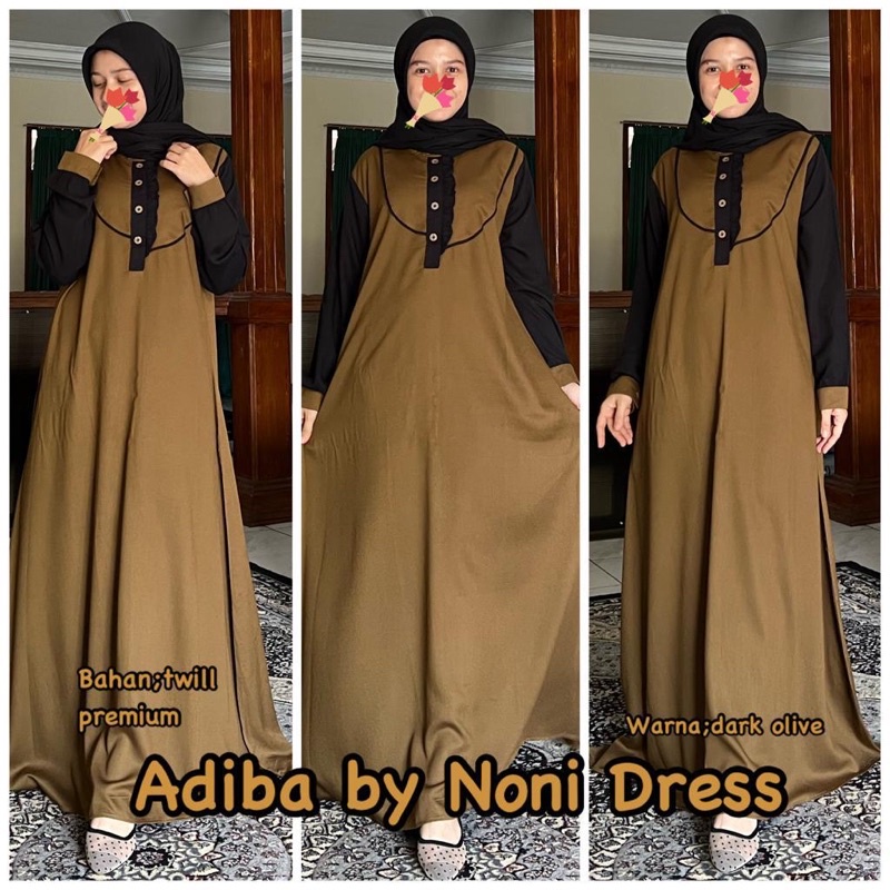 Daster Arab Noni ADIBA Maxi Dress Long Dress Gamis Premium Twill