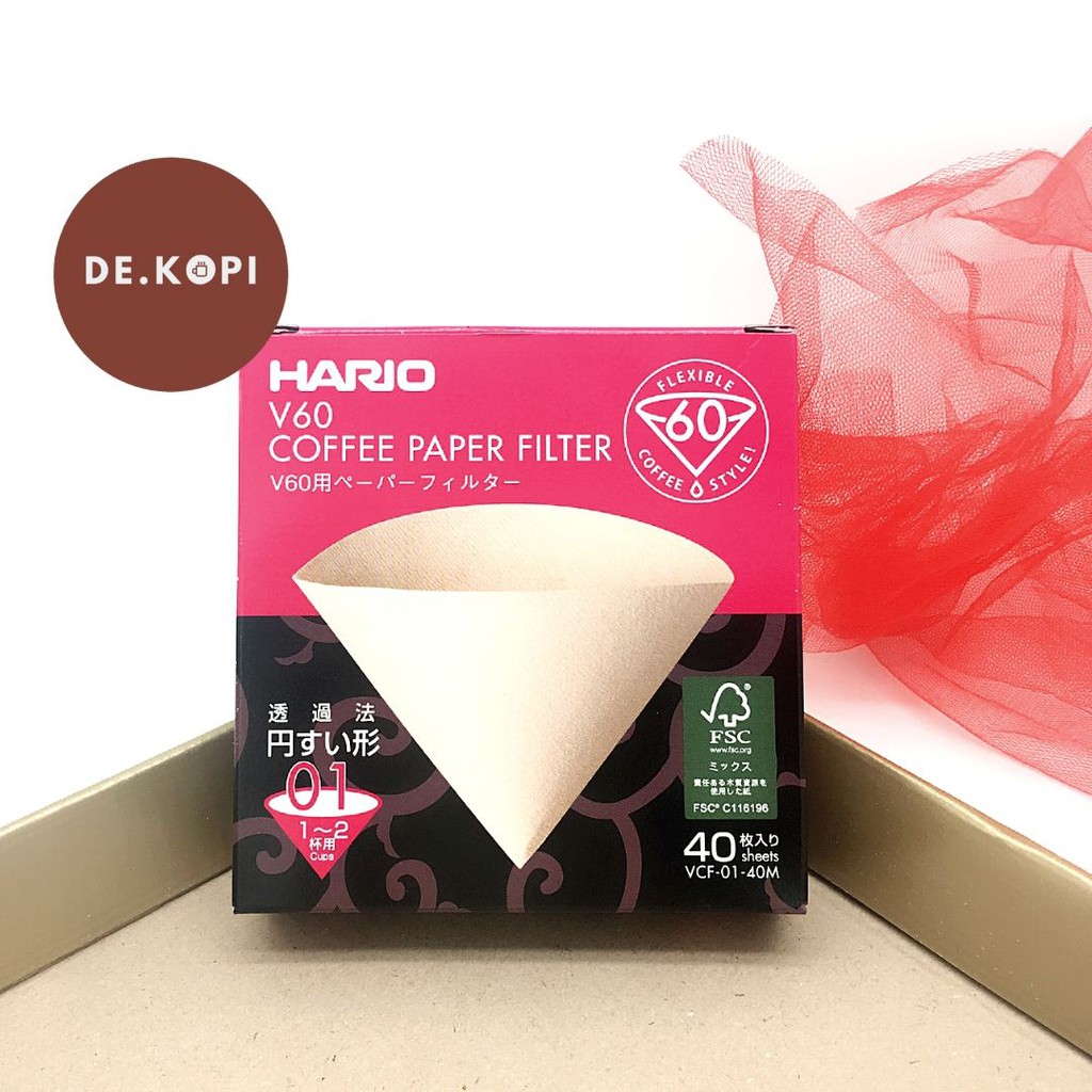 HARIO V60 COFFEE PAPER FILTER BROWN 01 VCF-01-40M UNBLEACH