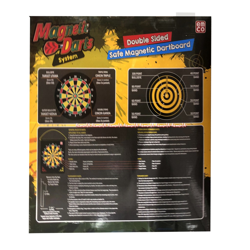 Emco Magnet Darts Double Sides Safe Magnetic 4 Dart Mainan Panahan