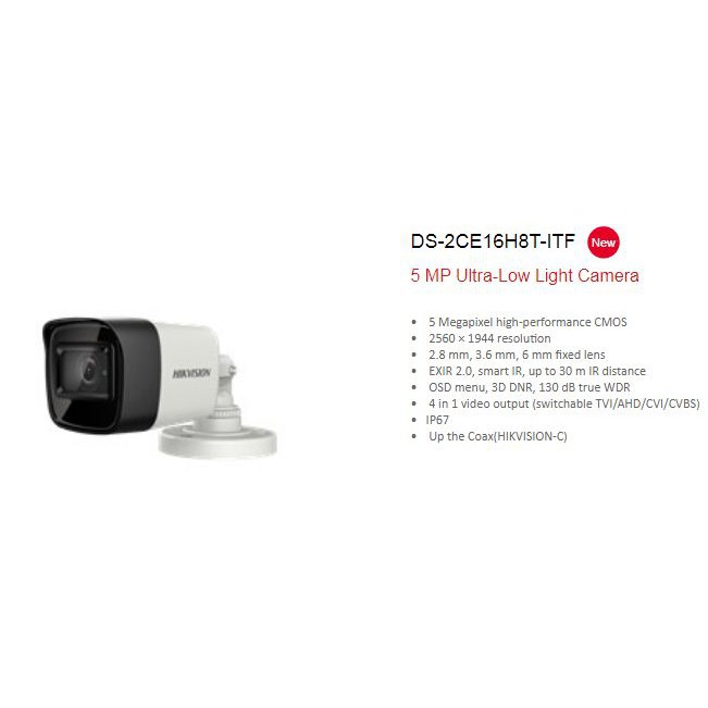 HIKVISION CAMERA 3.0 DS-2CE16H8T-ITF 5 MP