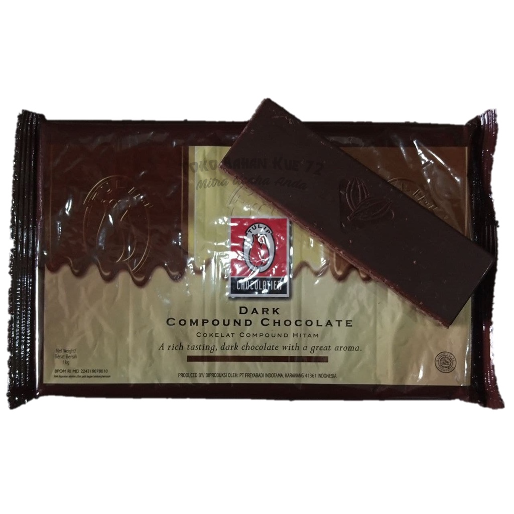 

[1batang] Tulip Dark Chocolate Compound 200gr (dari kemasan 1kg) Cokelat Compound Hitam