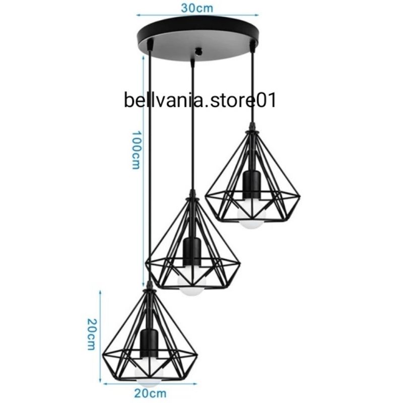 Lampu Gantung hias minimalis 3in 1set diamond vintage estetik dekorasi ruang cafe modern