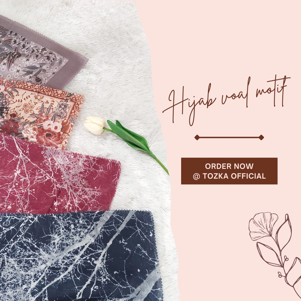 Hijab voal motif I Jilbab segiempat I Square hijab
