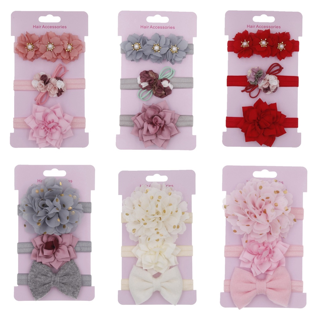 [meandboss] BSET12-Bandana Bando Headband Anak Bayi Newborn 3Pcs/Set