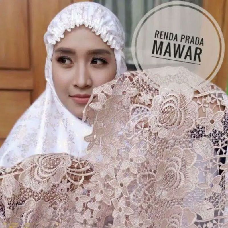 MUKENA PUTIH MEWAH MUKENAH KATUN POIL PREMIUM RENDA PRADA MIX TWOTONE TELENGKU RUKUH JUMBO JILBAB TE