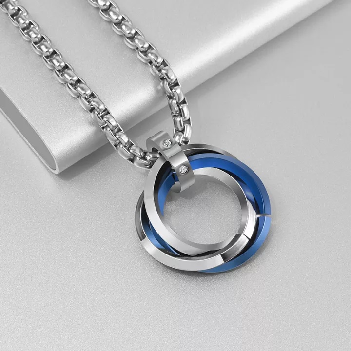 Kalung Titanium Anti Karat 3 Cincin Pria Wanita Style Korea Viral Rantai Hits RM BTS Stylish