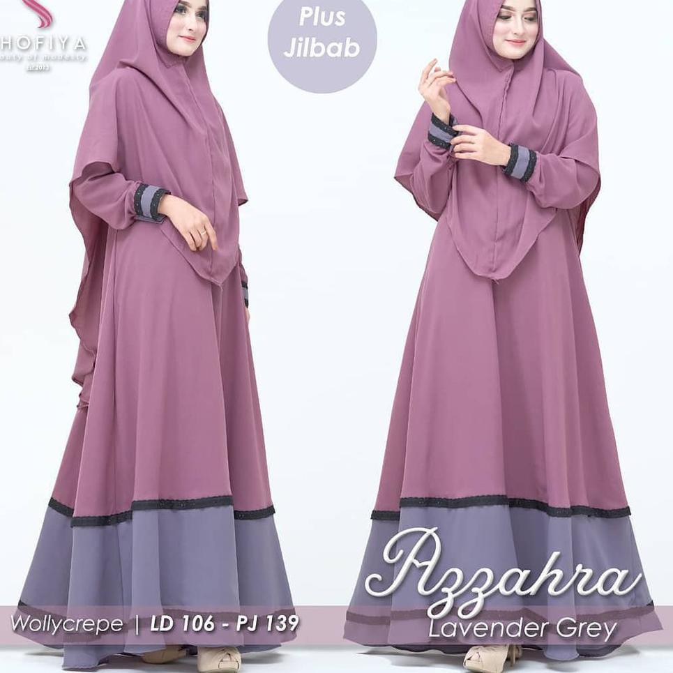 Murah Loh- {Promo Flash Sale} GRT_AZZAHRA SYARI + KHIMAR PLUS HIJAB Stelan Haji Baju Pesta Gamis Sya