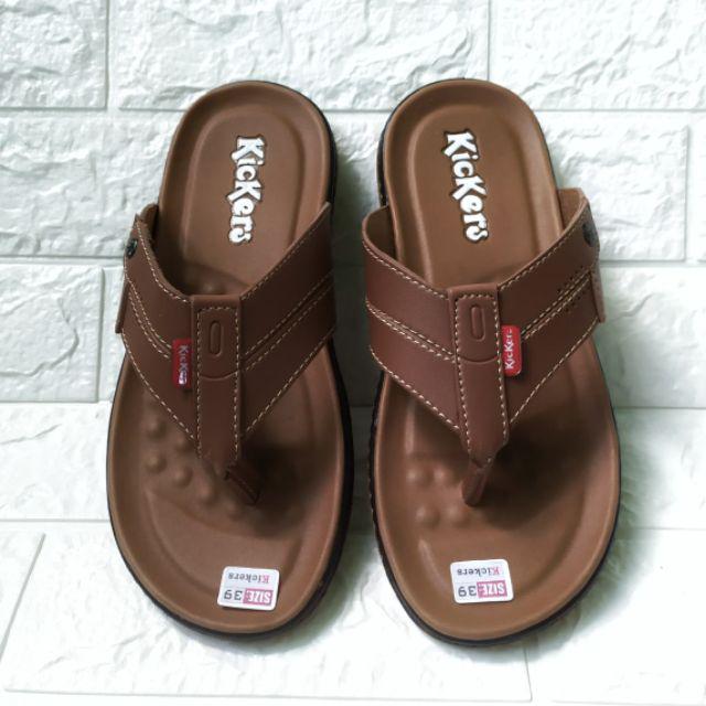 SANDAL PRIA TERLARIS SENDAL JEPIT KULIT TERBARU-Japit Coklat
