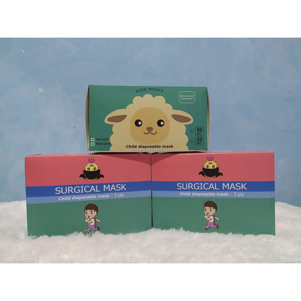 Masker Anak 3ply karakter Disposable Mask Kids Earloop Isi 50 Pcs