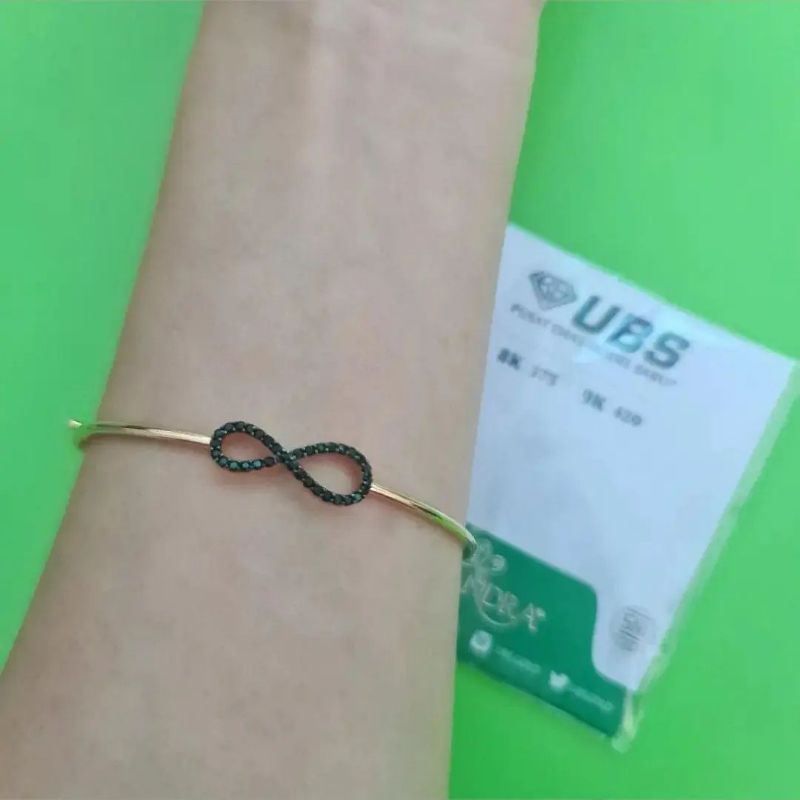 Gelang bangle infinity batu hitam berat ringan UBS kadar 375 8K