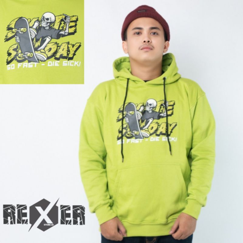 Hoodie Hijau Stabilo Skate Evil