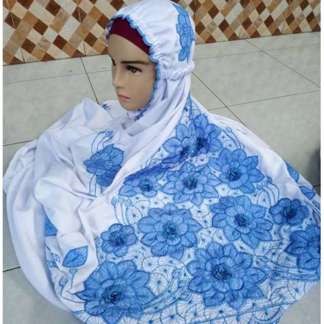 mukena MAWAR TILE terusan cantik / bordil / bordir mewah