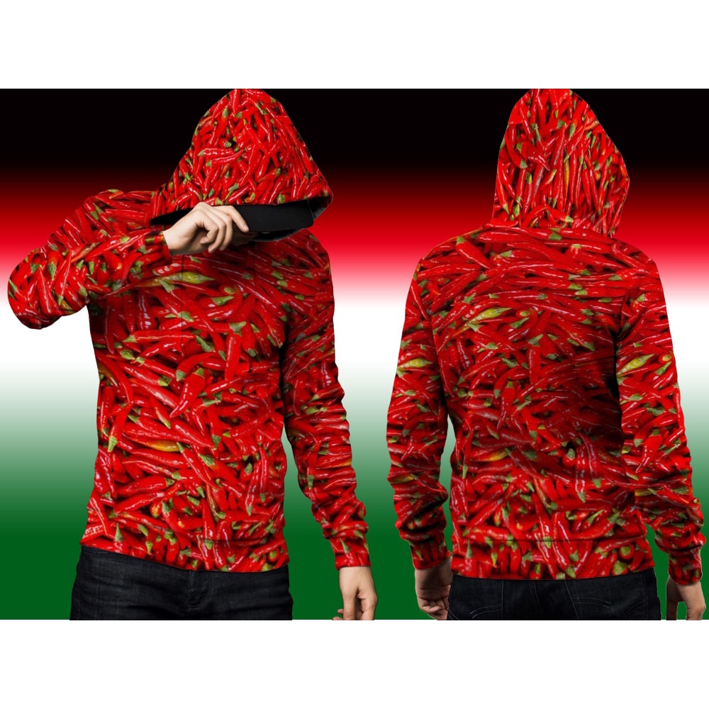 baju kaos cabe merahbaju sayuran baju cengek merah jaket hoodie cabe merah berkualitas fullprinting 