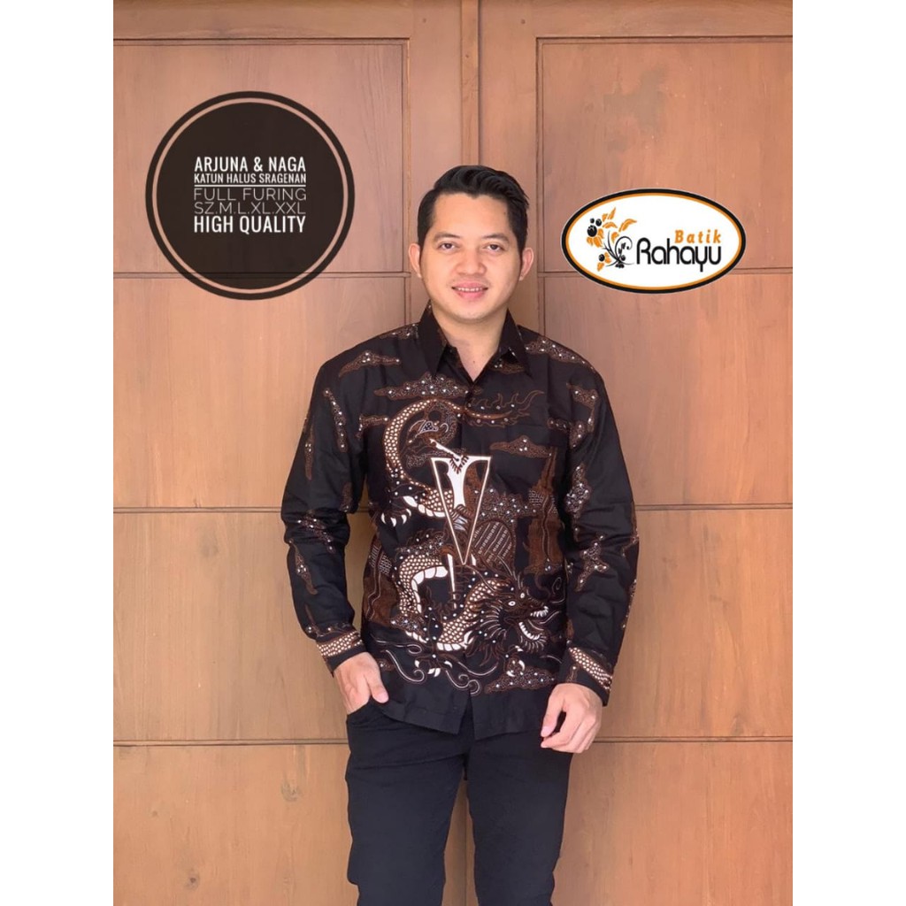 ARJUNA DAN NAGA RAHAYU KEMEJA BAJU BATIK PRIA SOLO LENGAN PANJANG FULL FURING KATUN HALUS ATASAN BATIK PREMIUM MODERN PARI COKLAT PEKSI LUHUR KEMBANG BIRU EDELIN TIERTA SEMULUR SIDOMUKTI DWI REKTA PARANG CENDONO SOGAN PERWIRA TUMURUN KLASIK JAYANEGARA