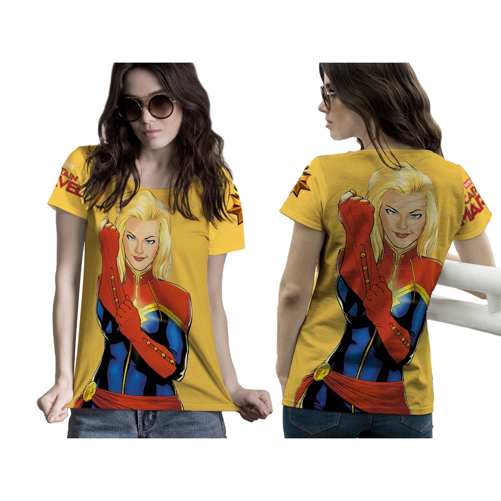 TiniShop - Kaos Pendek Wanita CAPTAIN MARVEL FullPrint / Kaos Atasan Wanita Keren