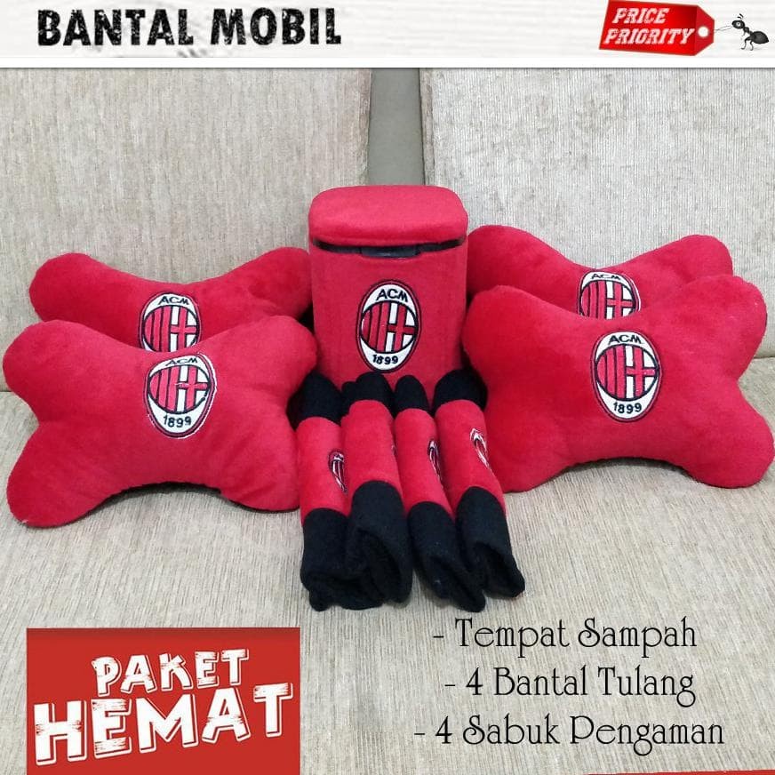 PAKET HEMAT BANTAL MOBIL ACM ACMILAN AC MILAN AKSESORIS MOBIL PAKET A