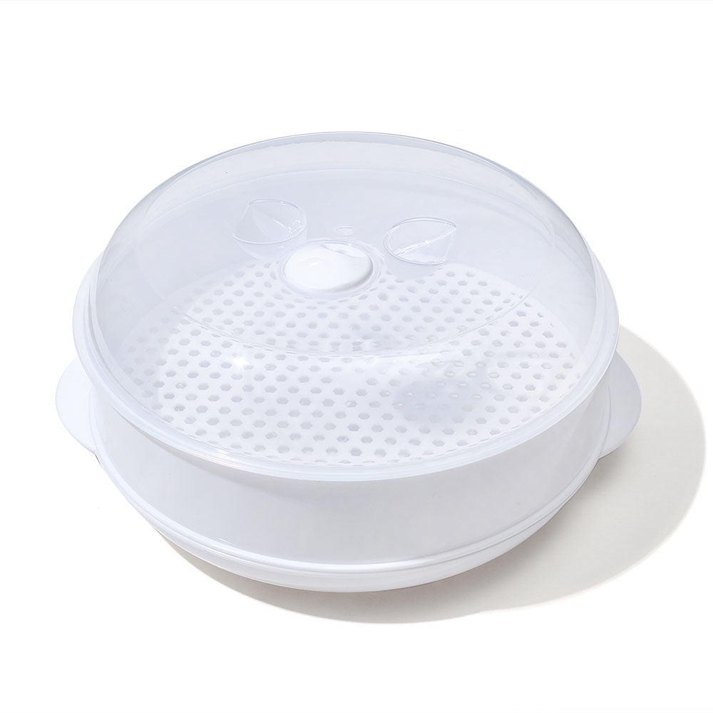 【COD Tangding】Single-Layer Microwave Oven Steamer Plastic Round Steamer Microwave Steamer With Lid Cooking Tool