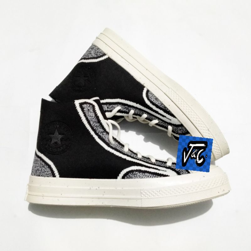 Sepatu Converse Chuck 70 70s Renew Recycled Knit Stretch Hi Black