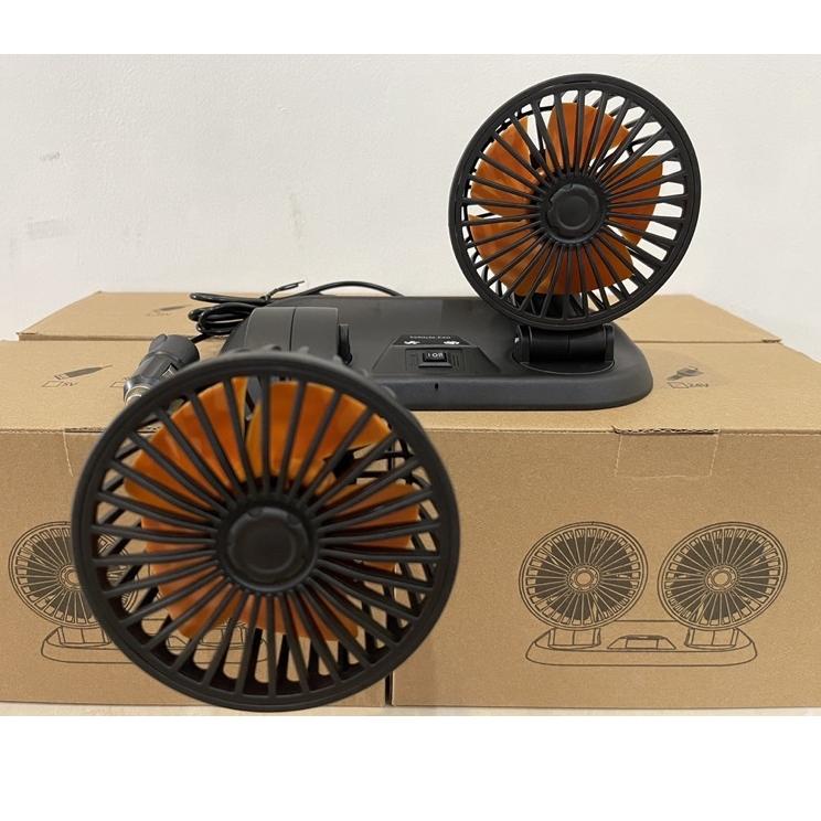 Diskon Terlaris Kipas Angin Mobil yundai4&quot; Ganda Fan Swing / Muter 12 - 24 Volt