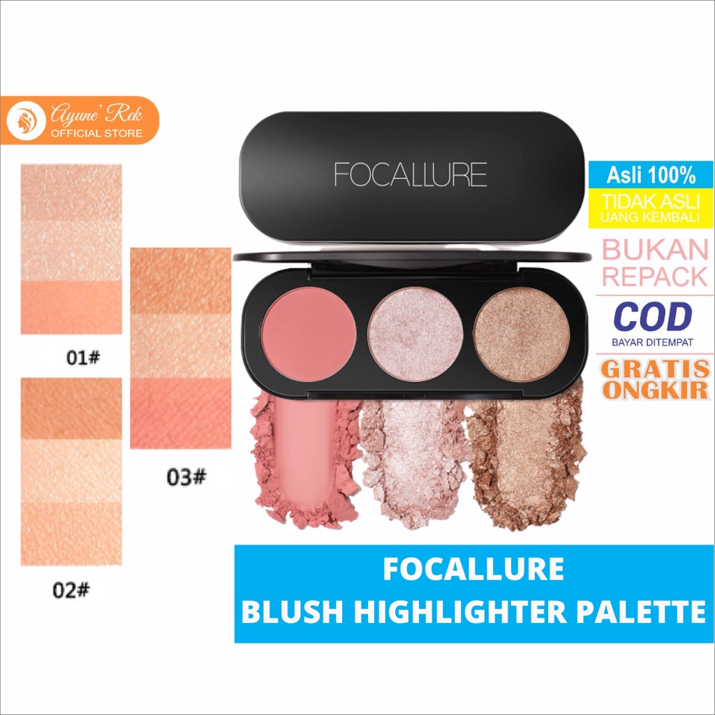 Jual FOCALLURE Trio Blush on dan Highlighter & Contour palette