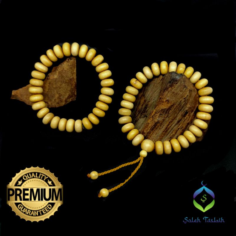 Gelang Kemuning Gading Motif Pipih, Size 7mmx12mm/Gelang Kayu Murah/COD