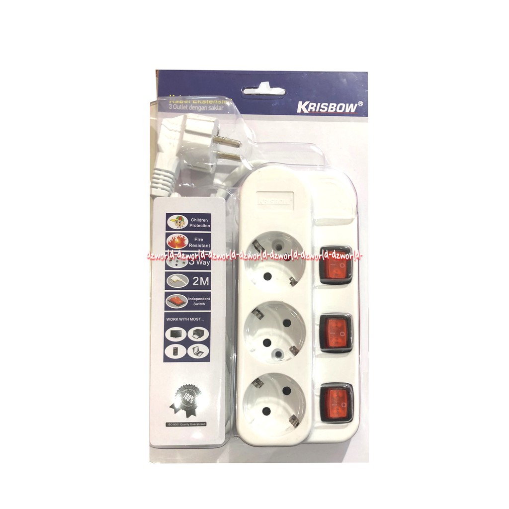 Krisbow Stop Kontak 4 Putih Colokan Kabel Socket Dengan Tombol On Off colok 4 Ekstensi Kabel Sambung Putih Dengan Stop Kontak Masing-Masing Colokan 4Lubang White Soket With Switch On Off