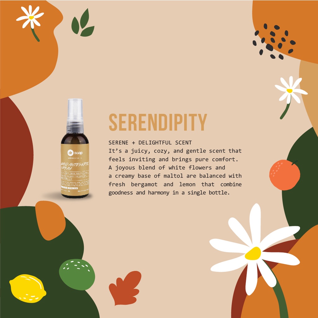 dr soap Hand Antiseptic Spray (Serendipity) 60ml | Sanitizer Tangan &amp; Pembersih Alat Makan (Tanpa Alkohol)