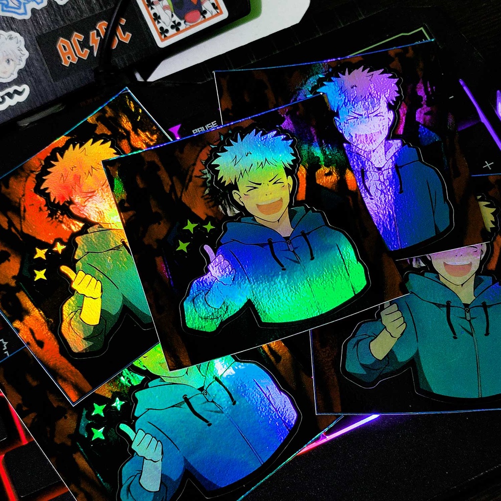 STICKER STIKER HOLOGRAM ANIME -JUJUTSU KAISEN ITADORI YUJI - STIKER LAPTOP