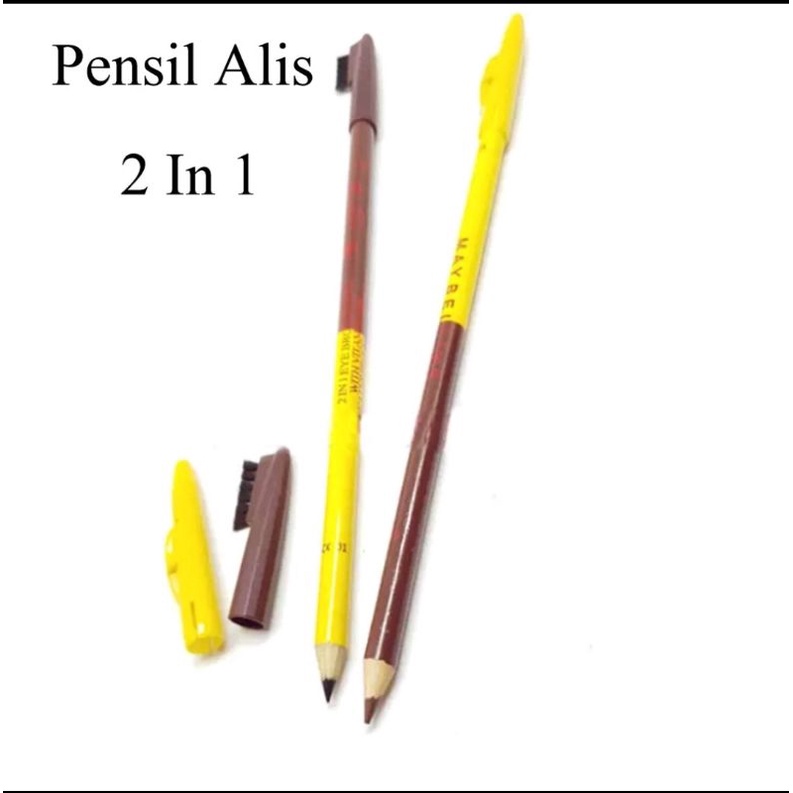 PENSIL ALIS MAYBELLIN 2in1 HITAM + COKLAT DISERTAI SIKAT + SERUT