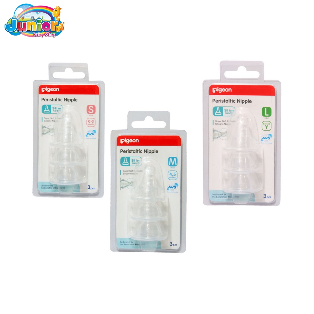 Pigeon Peristaltic Slim Neck Nipple Blister 3pcs