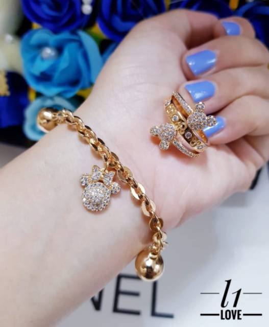 Xuping gelang dan cincin lapis emas 24k 0641j