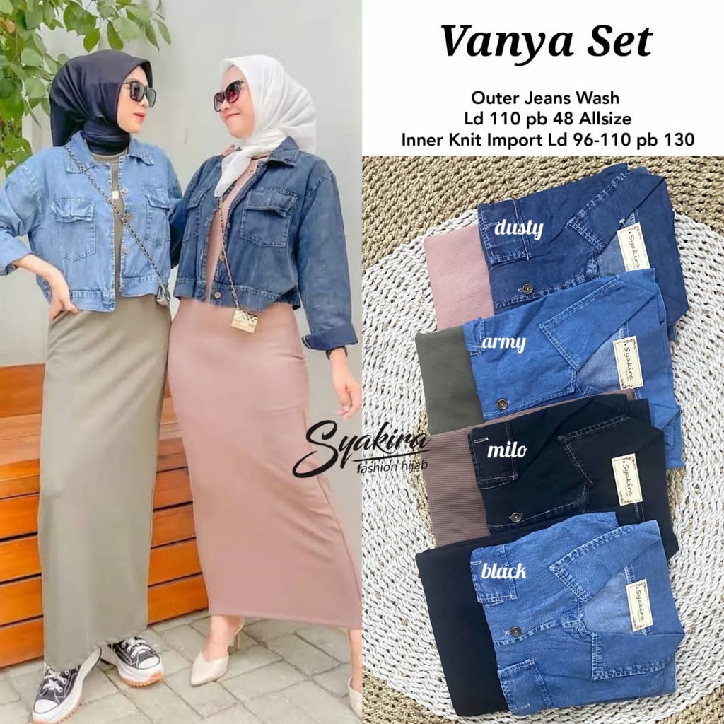 Venya Set | Set Inner dan Outer Jeans Wash Modis by Syakira